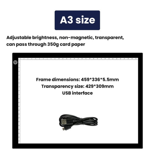 A3 LED Copy Board Light Tracing Box, Ultra-Thin Adjustable USB Power Artcraft Drawing, Streaming, Sketching ,Stenciling