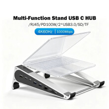 Laptop Bracket USB 3.0 HUB Multi USB C Docking Station PD 100W 4K 60Hz Gigabit Ethernet Laptop Stand with RJ45