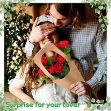 1set/100pcs Flower Bags, Bouquet Flower Bags, Krafts Paper Flower Gift Bags with Handles, Flower Shop, Flower Bar