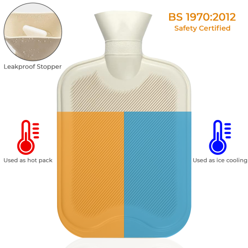 Large 2L Natural Rubber Hot Water Bottle Grey