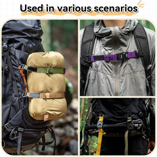 Backpack Straps and Buckles Set -Adjustable 19.49" Pack Attachment Strap Accessories Backpack Attachment Strap Nylon 2