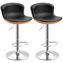Ensemble de 2 tabourets de bar réglables, pivotants, avec structure en métal noir