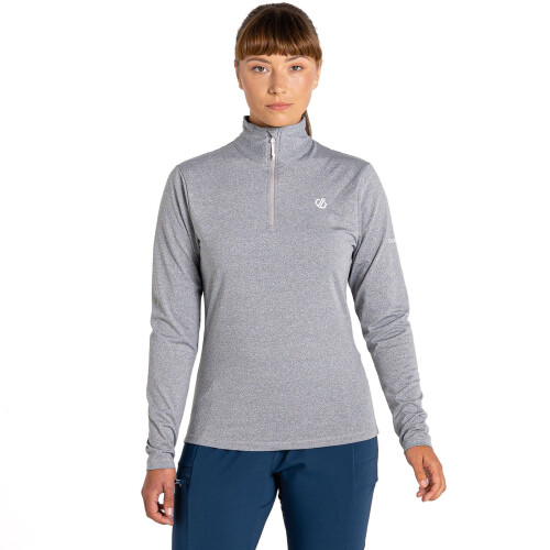 (16, Ash Marl) Dare 2B Womens Lowline 1/4 Zip  Stretch Pullover Midlayer Jumper