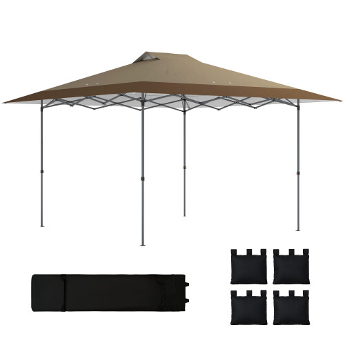 Outsunny Carpa Plegable Beige 395 x 395 x 285 cm
