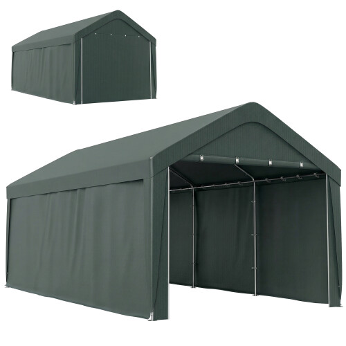 Outsunny Carpa para Garaje Gris 590 x 300 x 280 cm