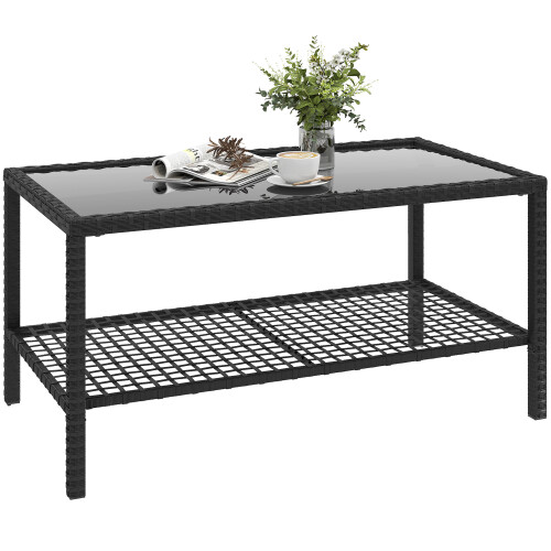 Outsunny Mesa de Jardín Negro 92 x 50 x 45 cm