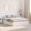 VidaXL vidaXL Storage Bed Frame White 135 x 190 cm Engineered Wood 1
