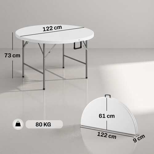 Outsunny Mesa de Jardín Blanco 122 x 122 x 73 cm 2