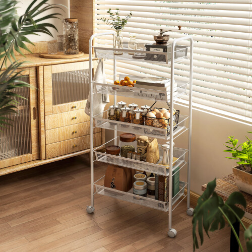Homcom Carrito Auxiliar Blanco 45 x 26.5 x 106 cm 1