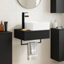 vidaXL Wall-Mounted Wash Basin Black 50 x 41 x 39 cm Engineered Wood