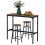 Ensemble table de bar 3 pièces avec 2 tabourets, style industriel, marron et noir 2