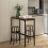 Ensemble table de bar 3 pièces avec 2 tabourets, style industriel, marron et noir 4