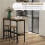 Ensemble table de bar 3 pièces avec 2 tabourets, style industriel, marron et noir 7