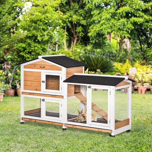 PawHut Conejera Marrón 157.4 x 53 x 99.5 cm 1