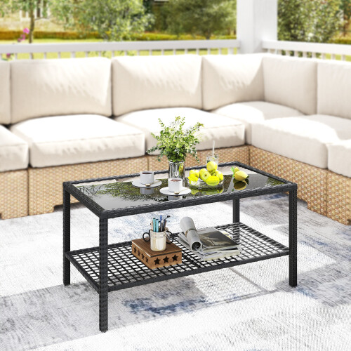 Outsunny Mesa de Jardín Negro 92 x 50 x 45 cm 1