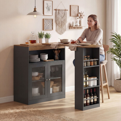 Homcom Mesa de Bar Negro 150 x 80 x 105.5 cm 1