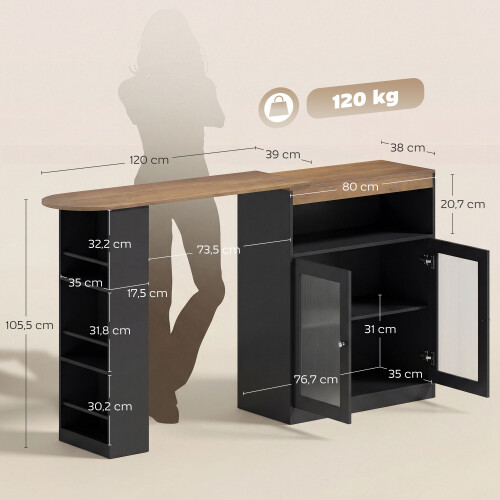 Homcom Mesa de Bar Negro 150 x 80 x 105.5 cm 2