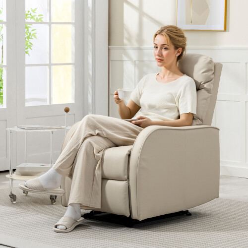 Homcom Sillón Relax Reclinable Beige 65 x 89 x 100 cm 1