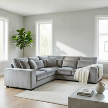 (4 Seater Corner Left Hand, Silver Velvet) LUXURY SLOANE CORNER SOFA 5 SEATER CORNER VELVET COUCH SETTEE CHAISE LONGUE SOFA