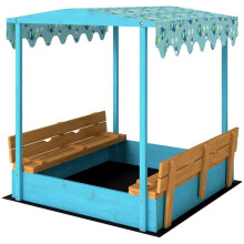 Buitenspeelzandbak voor kinderen 134,5 x 127,5 x 130 cm met opvouwbare banken en schaduw stijl