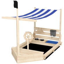 Zandbak piratenschip tuin 180 x 103 x 144,5 cm opbergkist zeil