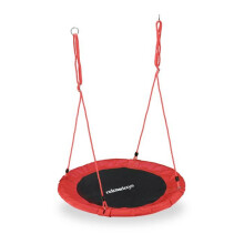 Balançoire ninho de pássaro redonda jardim 90 x 90 cm assento confortável ajustável em metal preto