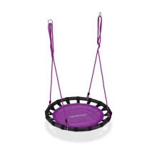 Balançoire ninho de pássaro redonda externa jardim 80 cm assento confortável ajustável em metal preto 13_0007001