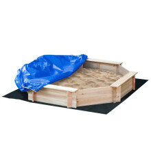 Octagonale zandbak 139,5 x 139,5 x 21,5 cm 4 banken zeil en geotextiel