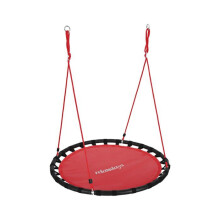 Balançoire ninho de pássaro redonda ajustável para jardim ou interior 120 cm assento confortável em metal preto
