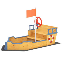 Zandbak piratenschip 158 x 78 x 45.5 cm met stabiele bank en opbergruimte 2