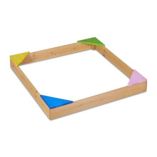 Vierkante zandbak voor kinderen met hoekzitplaatsen 120 x 120 x 30 cm