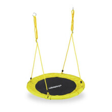Balançoire ninho de pássaro redonda jardim 110 cm assento confortável ajustável em metal cinza 13_0006992