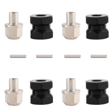 4pcs 12mm Hex Wheel Hub Drive Adaptor 12mm Extension Combiner Coupler for 1/10 RC Car Crawler SCX10 D90,Black