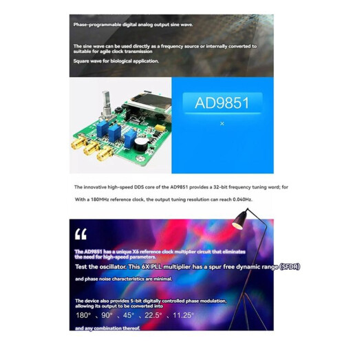 AD9851 High Speed DDS Module Function Signal Generator with LCD Send Program Compatible with 9850 Scanning Function 2