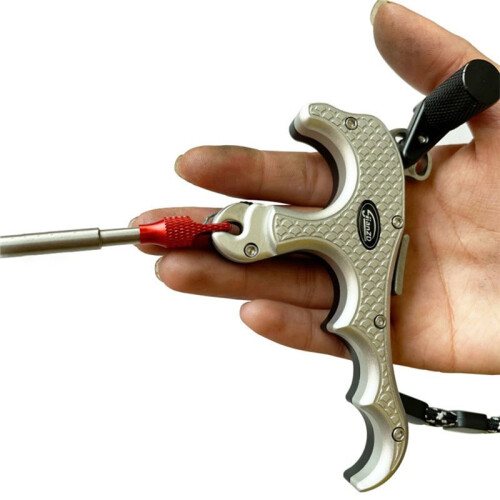 Bow and Arrow 4 Finger Thumb Trigger Release Adjustable Left/Right Hand Compound Bow Release Grip Caliper Hunting 1