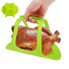 Elevador de asados y pavos de silicona Jacenvly para Acción de Gracias: levante fácilmente asados, pavos y pollos sin quemarse. Compatible con