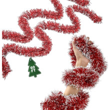 Guirnalda navideña de 18 metros (60 pies) - Adornos para árbol de Navidad y oropel para interiores y exteriores, decoración colgante metálica en
