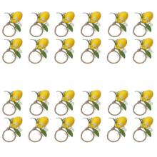 Lemon Napkin Rings Set of 24 Lemon Vine Leaf Napkin Holders for Dining Table Decor Banquet Wedding Birthday Christmas A