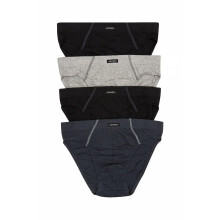 (Black/Grey, S) Jockey 4 Pack Cotton Briefs Tunnel Waist Double Layer Mens Underwear Undies Bulk M09014