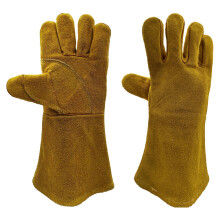 Safetyware Premium Cowhide Leather Heat Proof Welding Riggers Safety Work Gloves Brown