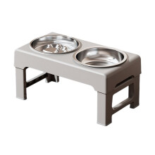 Raised Dog Bowl Elevated Pet Feeder with 3 Heights Adjustable Non-Slip Dog Water Bowl for Indoor Outdoor Home Grey