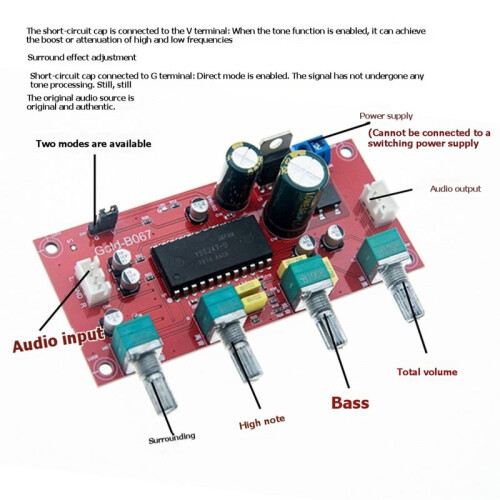 Audio Amplifier Board + BA3880BBE Driver Preamplifier Module with Tone Adjustment and Surround Sound Support None BBE 1