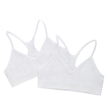 (14-16) 2 Pack Bonds Girls Kids Sports Seamfree Racer Back Super Stretchy Crop Top Bra UXNK2A White