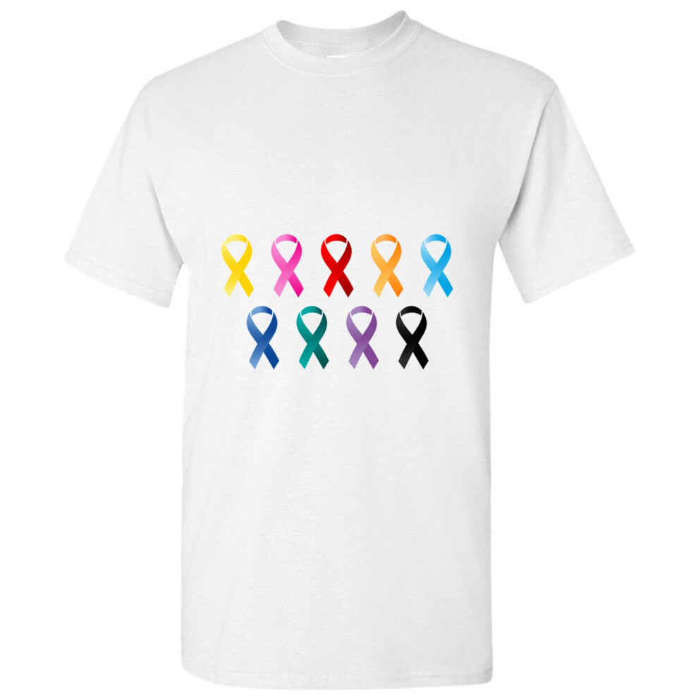 Gildan (White, 4XL) Cancer Hiv Aids Support Awareness Ribbon Symbol Men T Shirt Tee Top