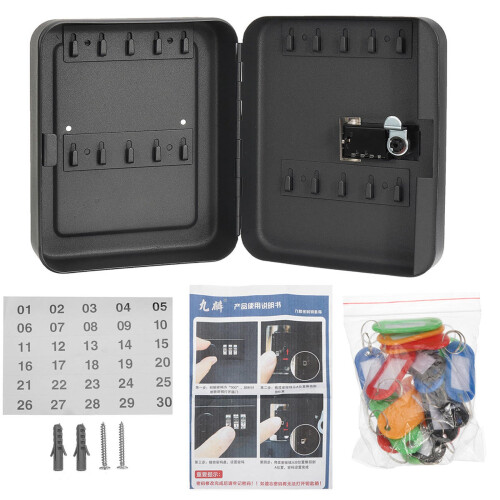Combination Lock Metal Key Storage Cabinet Wall-Mounted Lockable Safe Box with Keycards 2
