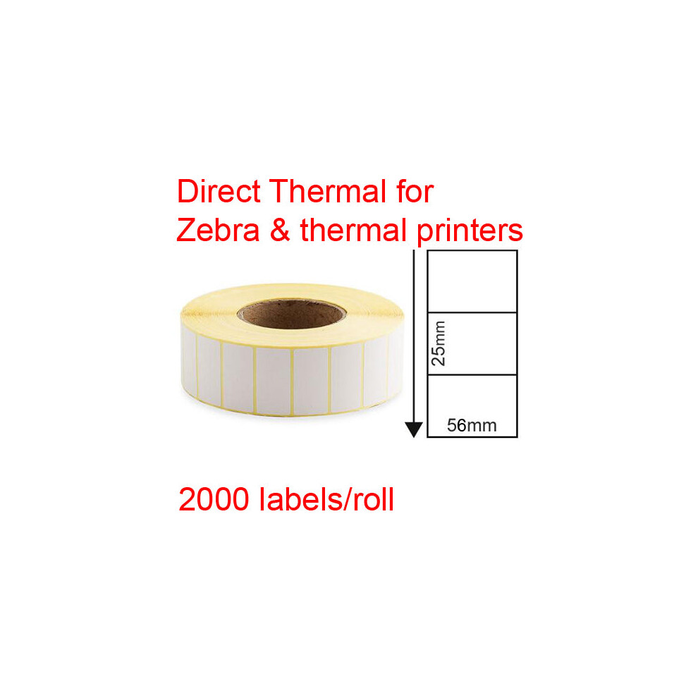 Photos - Other Office Equipment (1) Direct thermal labels rolls 56x25mm 2000/roll shipping tags for Zebra & thermal printer