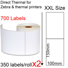 (2) Direct thermal labels roll 100x150mm 350/roll shipping white tags stickers for Zebra printer Fastway EParcel Startrack