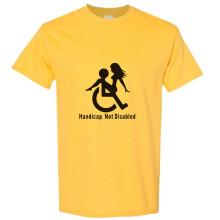 (Yellow, XL) Handicap Not Disabled Funny Joke Rude Offensive Slogan Men T Shirt Tee Top