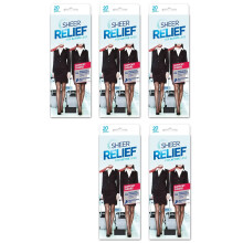 (Tall) Sheer Relief 5 Pair For Active Legs Support Sheers Women Pantyhose Stockings Black Bulk H32800