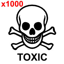 (1000) TOXIC SKELETON SKULL Large shipping label adhesive warning mailing sticky sticker 61x49mm